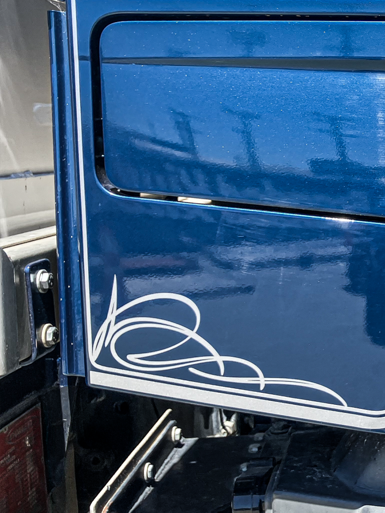 Four Peaks Transport truck pinstripe graphic installed by Branded Kiwi Timaru