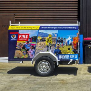 Fire and Emergency New Zealand trailer wrap graphics installed by Branded Kiwi Timaru
