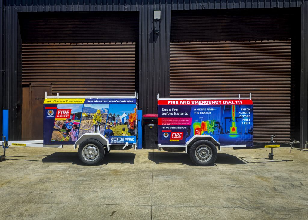 Fire and Emergency New Zealand trailer wrap graphics installed by Branded Kiwi Timaru