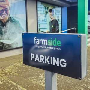 Branded Kiwi completed the Farmside Timaru signage installation, including exterior parking signs, reception signage, custom window wraps, and privacy frosting for a professional building finish.