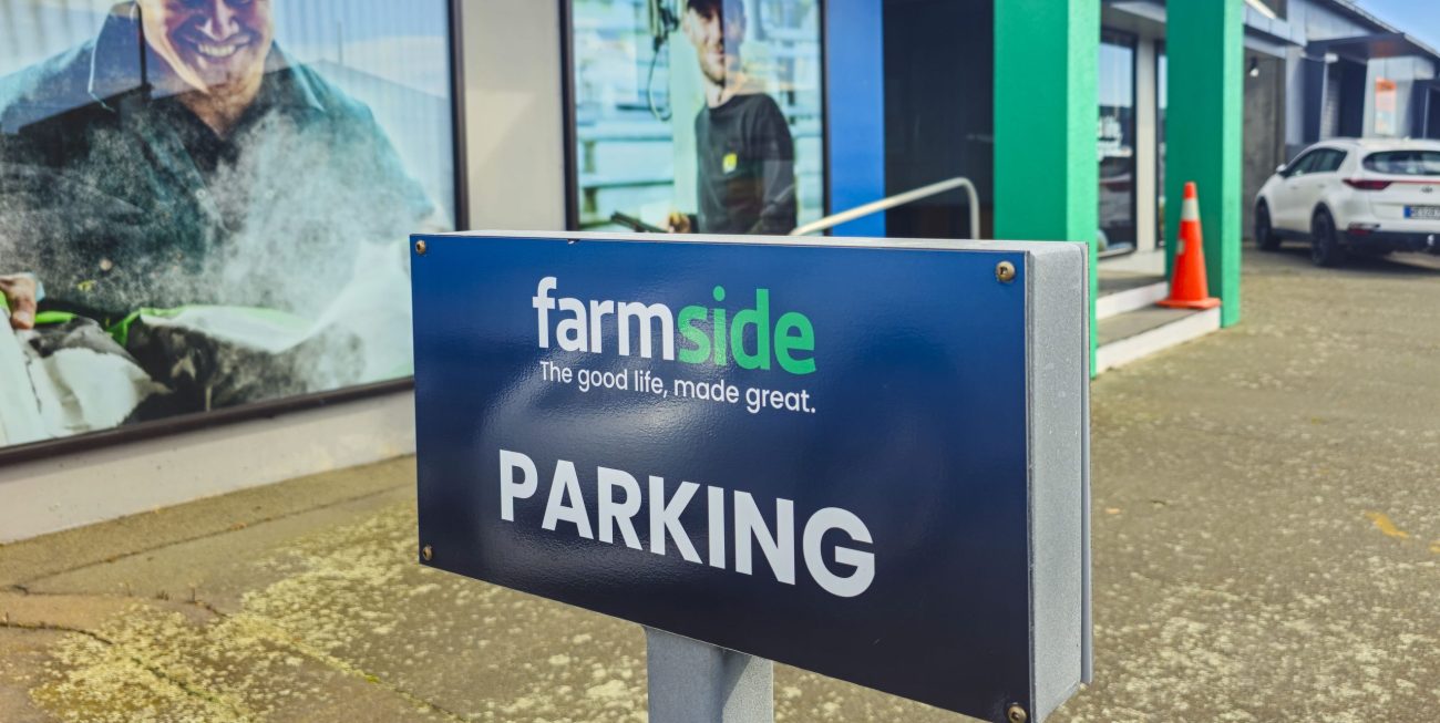 Branded Kiwi completed the Farmside Timaru signage installation, including exterior parking signs, reception signage, custom window wraps, and privacy frosting for a professional building finish.