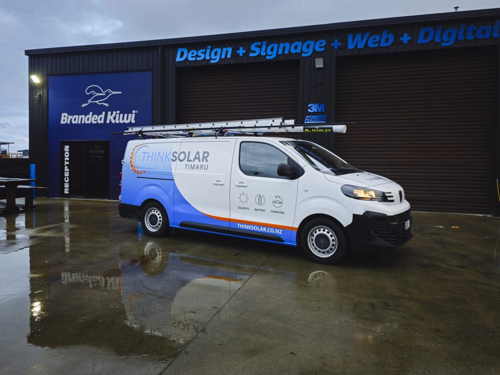 Work van signage and wrap design for solar installation company Timaru
