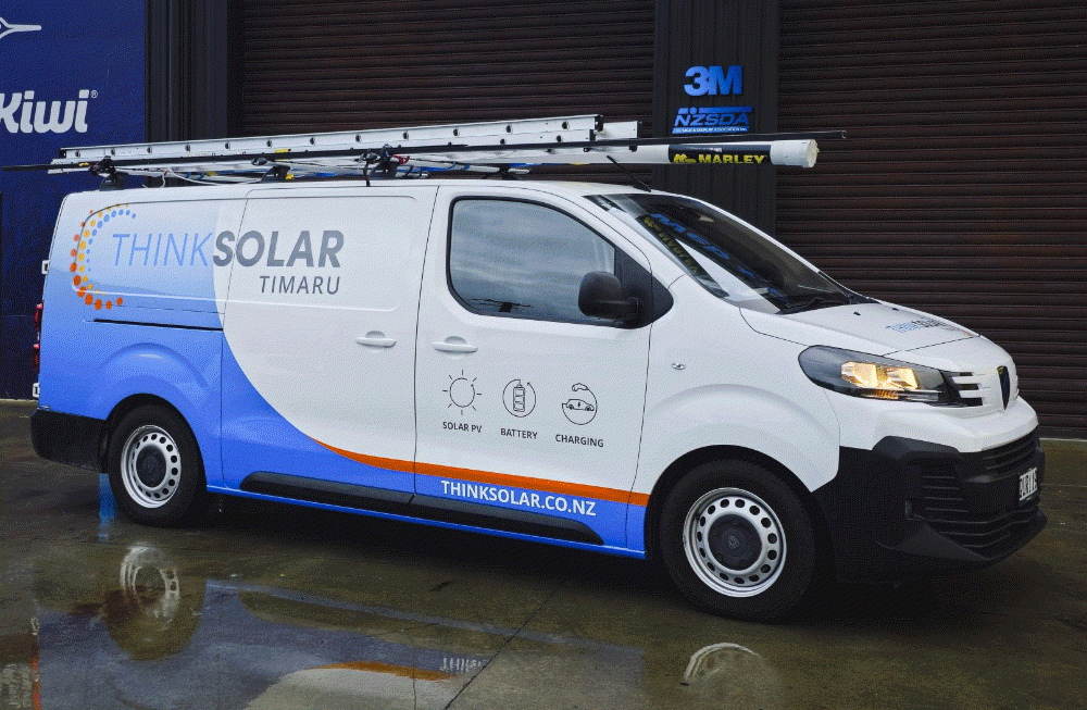 Solar company branded Tesla and van fleet wrap in South Canterbury