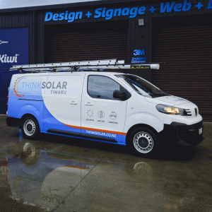 Solar company branded Tesla and van fleet wrap in South Canterbury