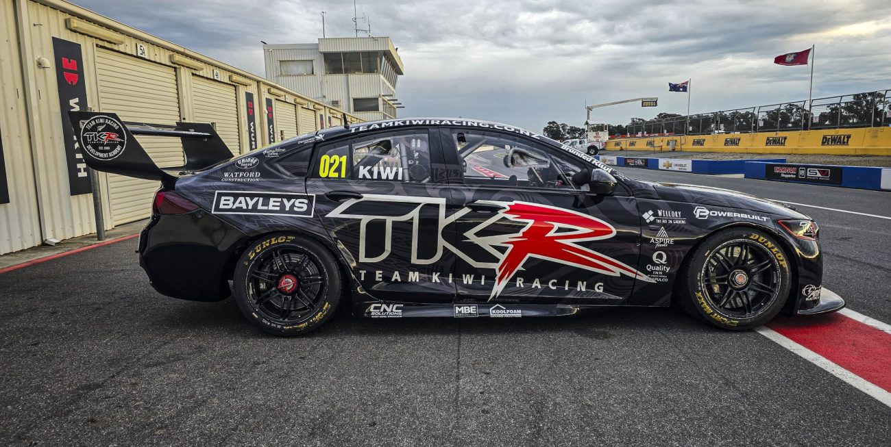 Side view of Team Kiwi Racing car wrap for Bathurst 1000 by Branded Kiwi Timaru